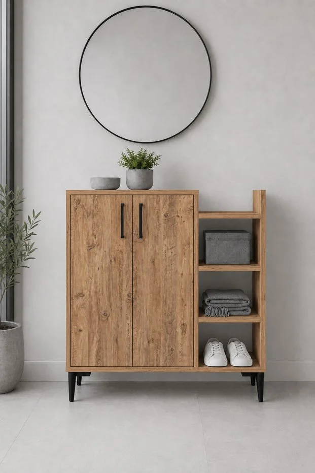 Leskar 90 cm Çok Amaçlı Mutfak Dolabı Atlantik Çam | 6 Raflı Kiler Dolabı
